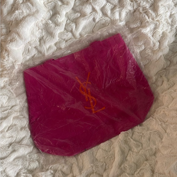 Yves Saint Laurent Fuchsia Tote with Orange Logo - Picture 3 of 3